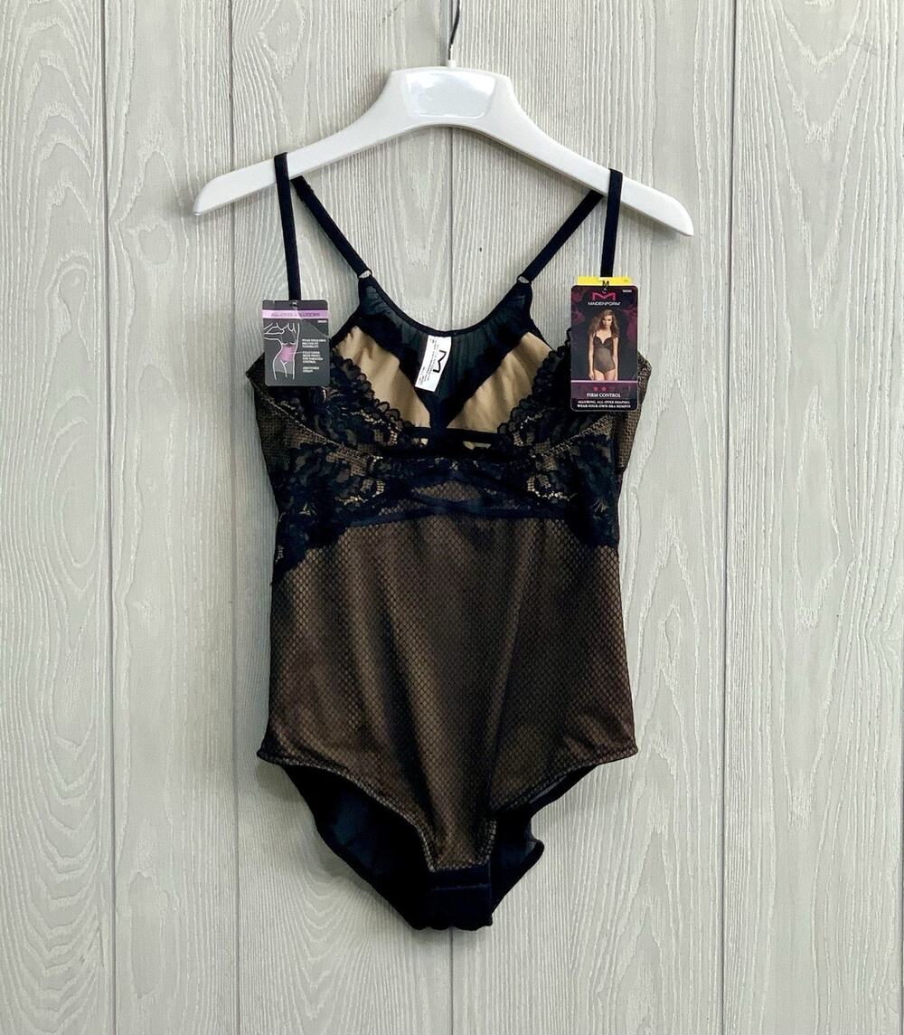 Maidenform All Over Solutions Shaping Bodysuit Black Medium NWT